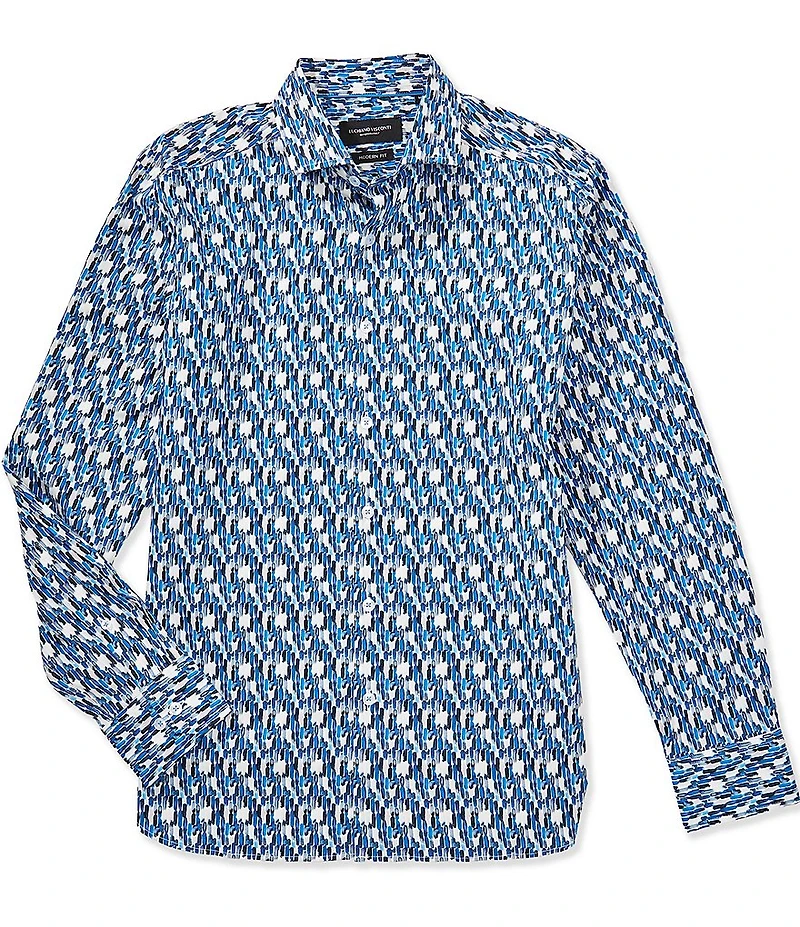 Visconti Abstract Print Long Sleeve Woven Shirt