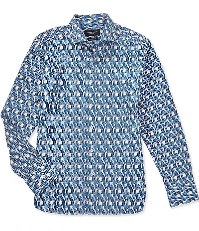 Visconti Abstract Print Long Sleeve Woven Shirt
