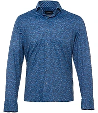 Visconti Big & Tall Abstract Geo Print Stretch Long Sleeve Woven Shirt