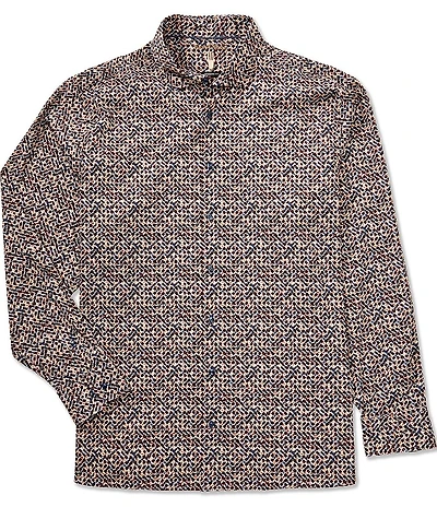 Visconti Big & Tall Abstract Print Big & Tall Stretch Long Sleeve Woven Shirt