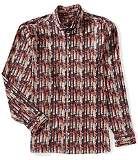 Visconti Big & Tall Abstract Print Big & Tall Stretch Long Sleeve Woven Shirt