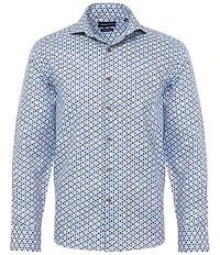 Visconti Big & Tall Allover Print Long Sleeve Woven Shirt