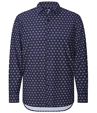 Visconti Big & Tall Circle Print Performance Stretch Long Sleeve Woven Shirt