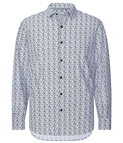 Visconti Big & Tall Dot Print Performance Stretch Long Sleeve Woven Shirt