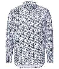 Visconti Big & Tall Dot Print Performance Stretch Long Sleeve Woven Shirt