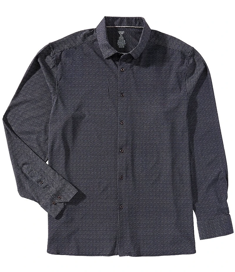 Visconti Big & Tall Gingham Performance Stretch Long Sleeve Woven Shirt