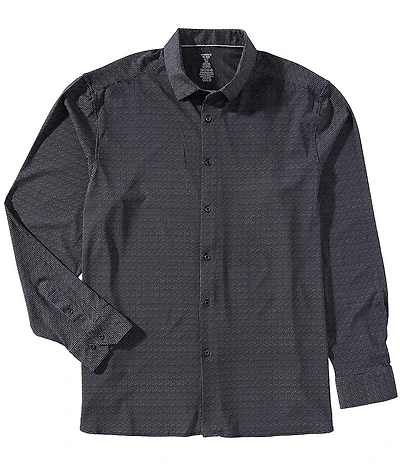 Visconti Big & Tall Gingham Performance Stretch Long Sleeve Woven Shirt