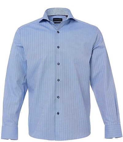 Visconti Big & Tall Herringbone Long Sleeve Woven Shirt