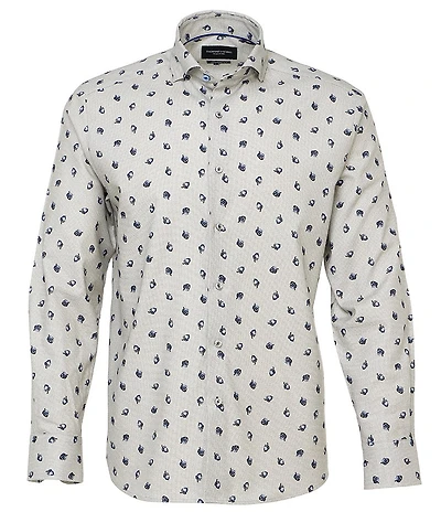 Visconti Big & Tall Mini Gingham Acorn Print Woven Shirt