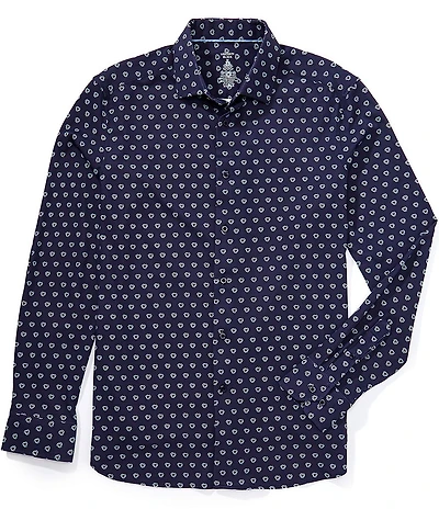 Visconti Circle Pattern Performance Stretch Long Sleeve Woven Shirt