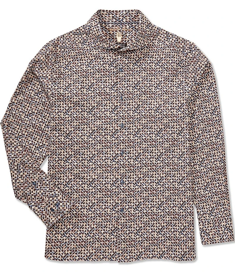Visconti Diamond Splash Geo Print Long Sleeve Woven Shirt