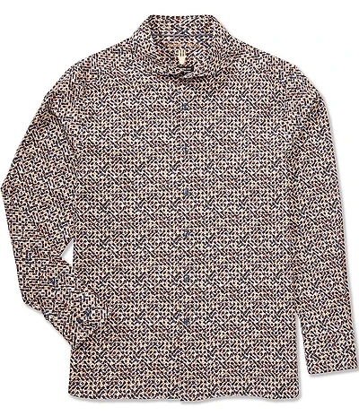 Visconti Diamond Splash Geo Print Long Sleeve Woven Shirt