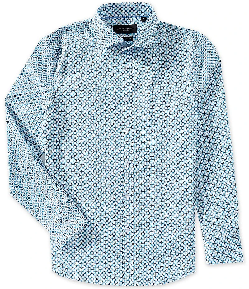 Visconti Dot Floral Stretch Long Sleeve Woven Shirt