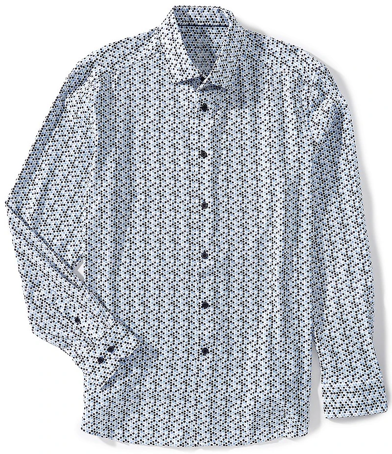 Visconti Dot Print Performance Long Sleeve Woven Shirt
