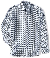 Visconti Dot Print Performance Long Sleeve Woven Shirt