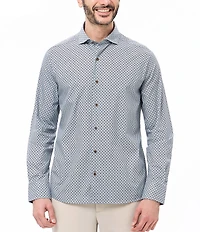 Visconti Geo Diamond Print Stretch Long Sleeve Woven Shirt