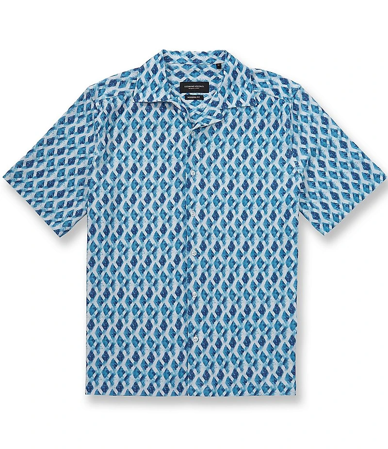 Visconti Geo Print Short Sleeve Woven Camp Shirt