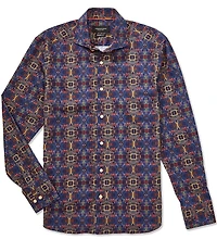Visconti Grid Print Long Sleeve Woven Shirt