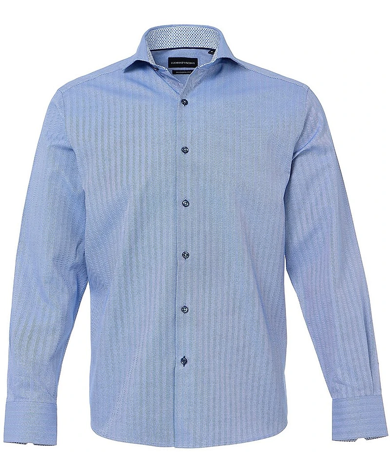 Visconti Herringbone Long Sleeve Woven Shirt