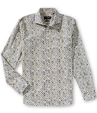 Visconti Medallion Print Stretch Long Sleeve Woven Shirt