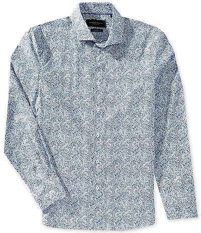 Visconti Micro Leaf Print Sretch Long Sleeve Woven Shirt