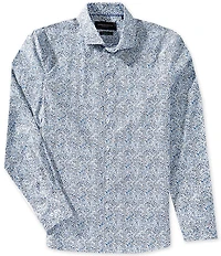 Visconti Micro Leaf Print Sretch Long Sleeve Woven Shirt