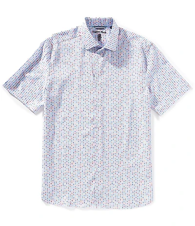 Visconti Multi-Color Print Stretch Short Sleeve Woven Shirt