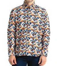 Visconti Multi Print Stretch Long Sleeve Woven Shirt