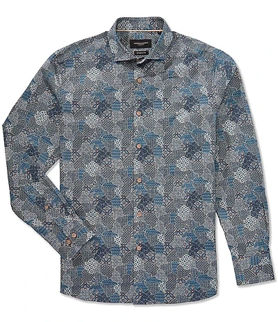 Visconti Patchwork Stretch Long Sleeve Woven Shirt