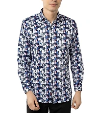 Visconti Shapes Print Stretch Long Sleeve Woven Shirt