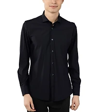 Visconti Slim Fit Leo Solid Stretch Long Sleeve Woven Shirt