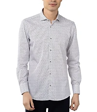 Visconti Slim Fit Leo Tiny Petal Print Long Sleeve Woven Shirt