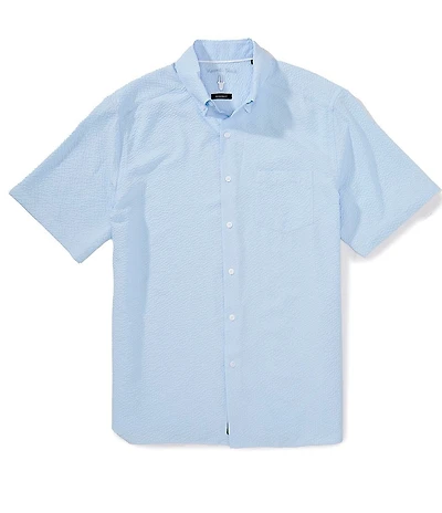 Visconti Solid Stretch Seersucker Short Sleeve Woven Shirt