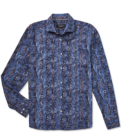 Visconti Stripe Paisley Stretch Long Sleeve Woven Shirt