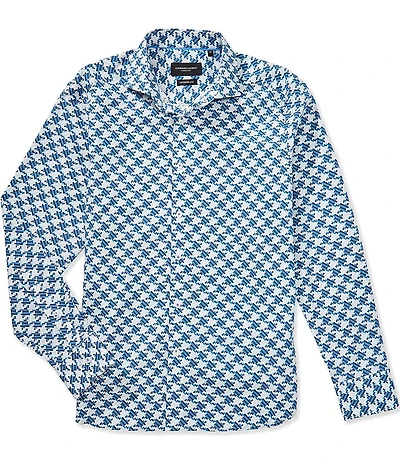Visconti Tetris Print Long Sleeve Woven Shirt