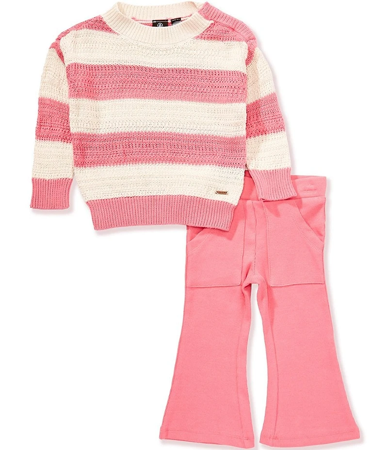 Volcom Baby Girls Stripe Sweater & Pull-On Pants Set