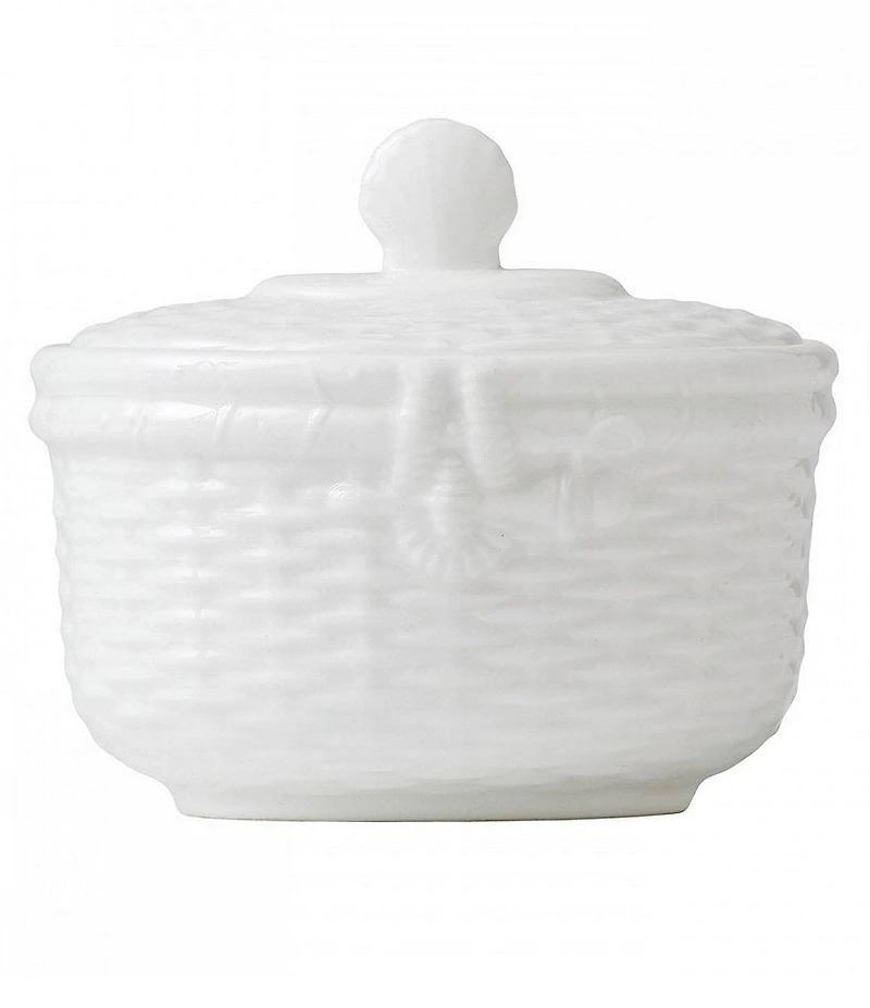 Wedgwood Nantucket Basket Sculpted Bone China Sugar Bowl with Lid
