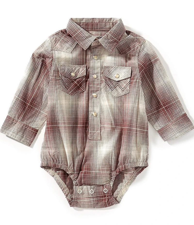 Wrangler® Baby Boys Long-Sleeve Plaid Bodysuit