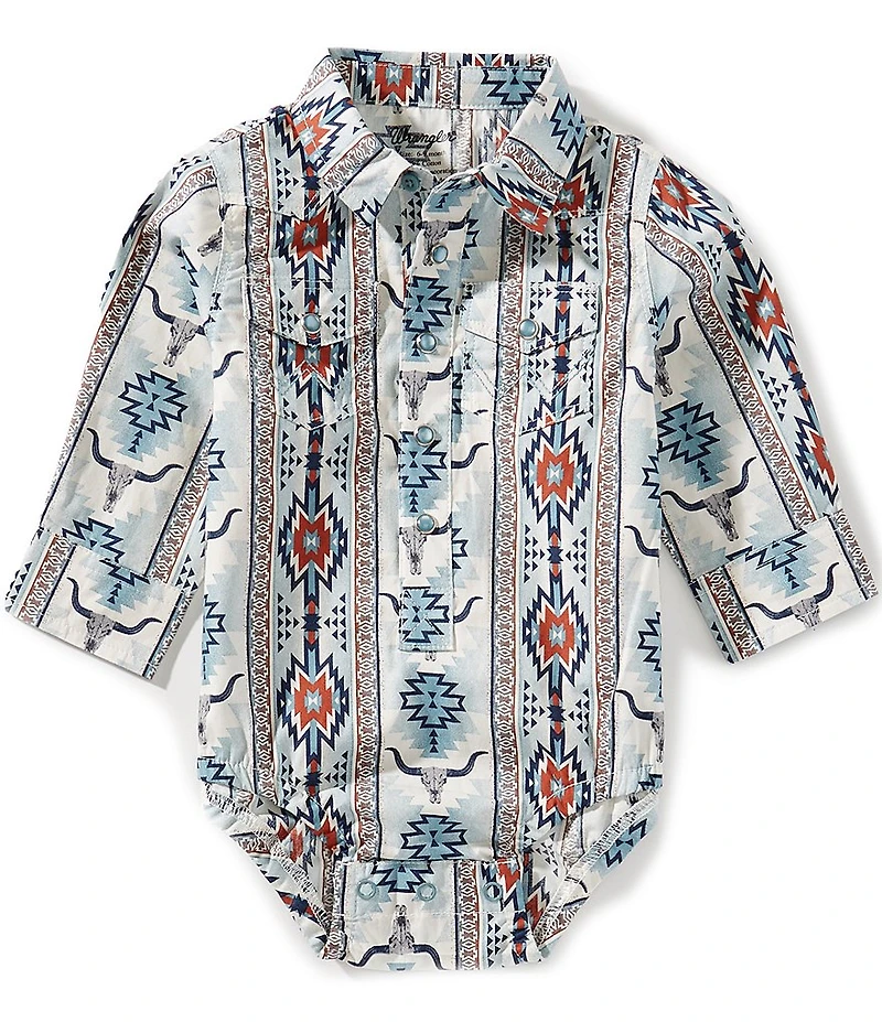 Wrangler® Baby Boys Long Sleeve Printed Western Shirt Bodysuit