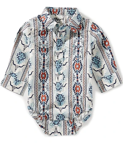 Wrangler® Baby Boys Long Sleeve Printed Western Shirt Bodysuit