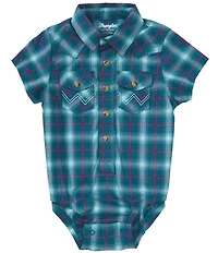 Wrangler® Baby Boys Short-Sleeve Plaid Woven Bodysuit