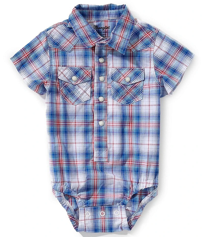 Wrangler® Baby Boys Short-Sleeve Plaid Bodysuit