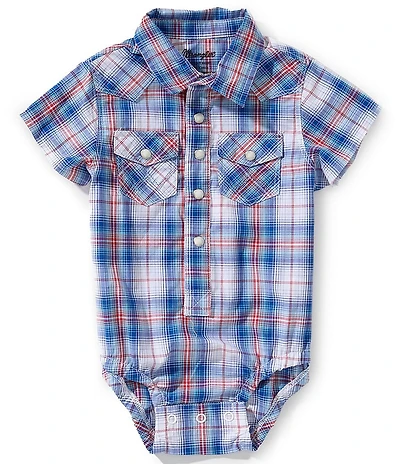 Wrangler® Baby Boys Short-Sleeve Plaid Bodysuit