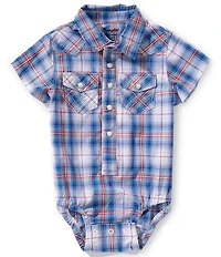 Wrangler® Baby Boys Short-Sleeve Plaid Bodysuit