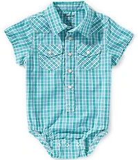 Wrangler® Baby Boys Short-Sleeve Plaid Bodysuit