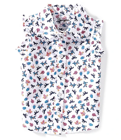 Wrangler® Baby Girls Cap-Sleeve Printed Woven Western Shirt