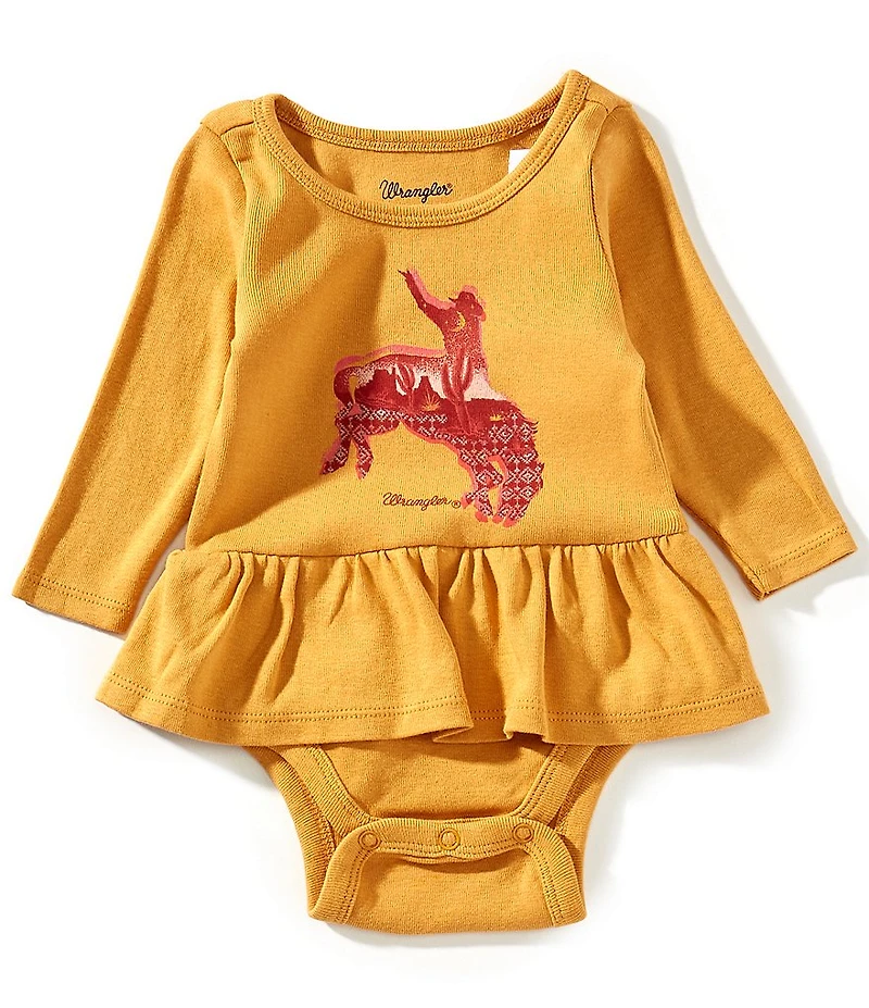 Wrangler® Baby Girls Long-Sleeve Cowboy/Horse Graphic Knit Bodysuit