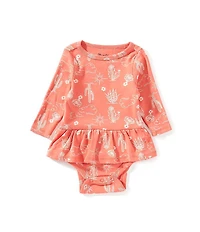Wrangler® Baby Girls Long Sleeve Printed Skirted Bodysuit