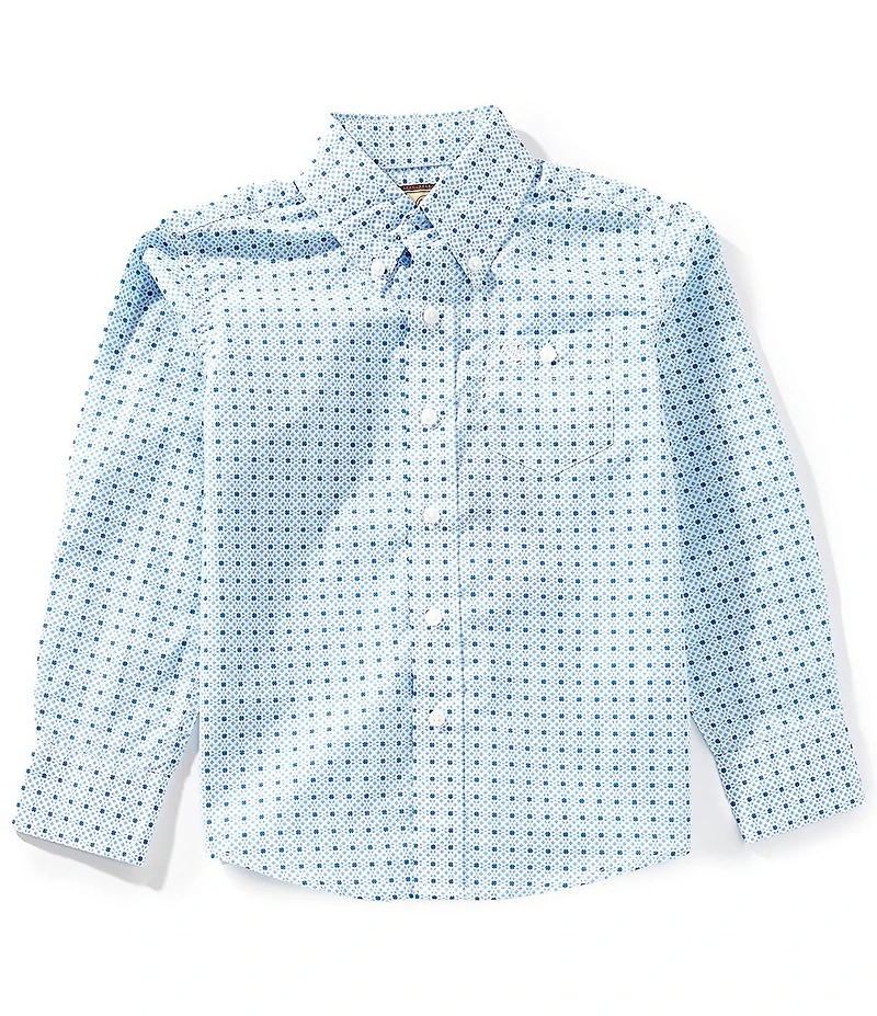 Wrangler® Big Boys Long Sleeve Dot Design Classic Shirt