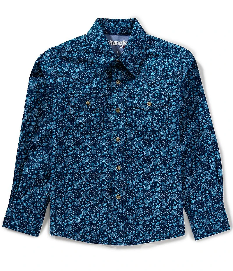 Wrangler Big Boys Long Sleeve Paisley Printed Woven Shirt